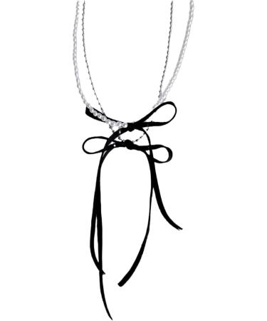 Oralgo Stylish Double Layer Necklace | Modern Butterfly Node with Fringes & Imitation Pearls - Elegant Pearl and Copper Design - Buy Online on GoSupps.com