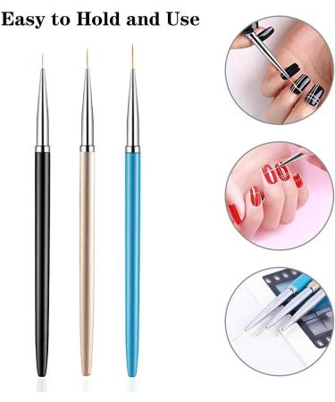 3Pcs Fine Liner Nail Art Brushes Set for DIY Nail Painting - 7/9/11mm - Buy Online on GoSupps.com