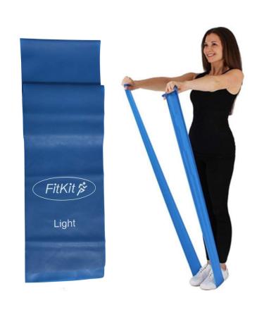 FitKit Resistance Exercise Band - 1.5M - 4 Resistance Options Pilates Yoga Rehab Stretching Strength Training Blue