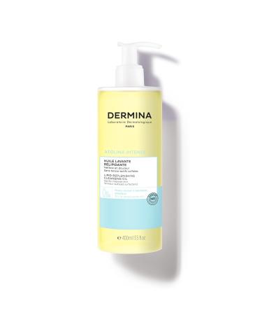 DERMINA Relipidating Cleansing Oil 400 ml, Shower Oil - Cleanses, Nourishes, Protects - Shower Gel Face and Body for Sensitiv