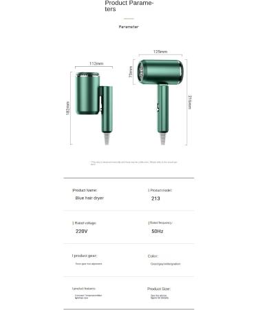 Foldable Portable Hair Dryer Hair Dryer Negative Ion Home Dormitory Hair Dryer 3-Gear Blu-ray Hair Care (Color: Pink) - Buy Online on GoSupps.com