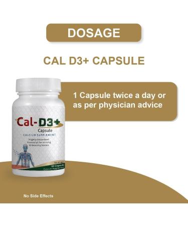 Cal D3+ Capsule for Calcium Supplement Highly Absorbed Essential for Strong & Healthy Joints 60 Counts - Buy Online on GoSupps.com