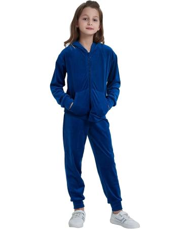 Bobo Bloom Velour Tracksuit for Girls | Hooded Sports Suit | Dark Blue | 5-6 Years - Buy Online on GoSupps.com