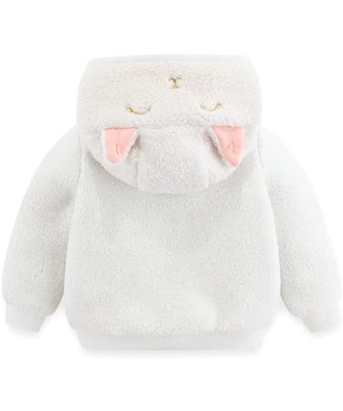 Cartoon Fleece Hooded Jacket with Ears for Infants | Warm Toddler Outwear Coat | Zip-Up | White | 0-6Y - Buy Online on GoSupps.com