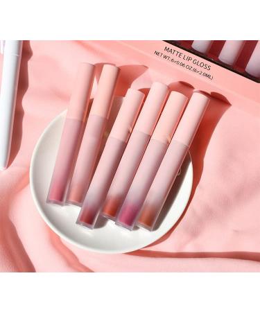 Colored Liquid Lipstick Set - 6 Velvet Matte Nude Pink Shades | Waterproof Long Lasting Non-Stick Cup Lip Gloss Kit | Perfect High Pigmented Makeup Gift for Women - Buy Online on GoSupps.com