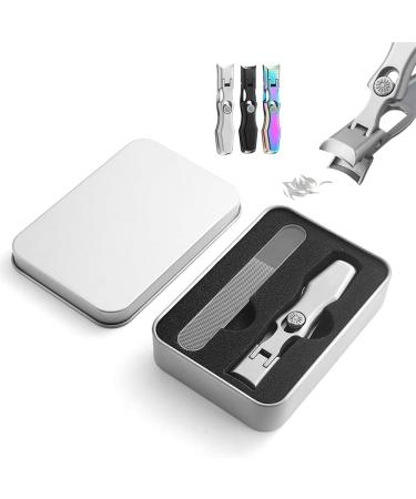 Luxgrip Nail Clipper Luxrious - The Luxurious Ultra Sharp Nail Clipper Splash -Proof Nail Clipper with Catcher Portable Ultra Sharp Nail Clipper (Silver)