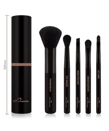 Buy Luvia Travel Make-Up Brush Set - 5 Vegan Cosmetic Brushes with Storage | Black/Espresso - Buy Online on GoSupps.com