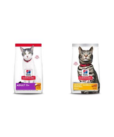 Hill's Science Diet Adult 11+ Chicken Recipe Dry Cat Food 7 lb Bag & Dry Cat Food Adult Urinary & Hairball Control Chicken Recipe 15.5 Lb Bag