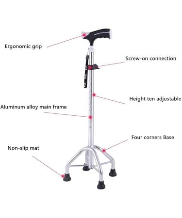 Practical Elderly People Small Four Leg Based Aluminum Alloy 10 Height Adjustment Walker with Appropriate Cane for Disabled People gait Cane Interesting - Buy Online on GoSupps.com