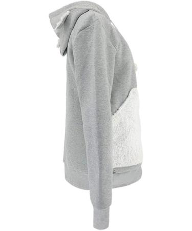 Cat Dog Kanguru Hoodie | Plush Animal Ear Sweatshirt for Cat Lovers - Cozy Gray Pullover with Paw Print Bag - Buy Online on GoSupps.com