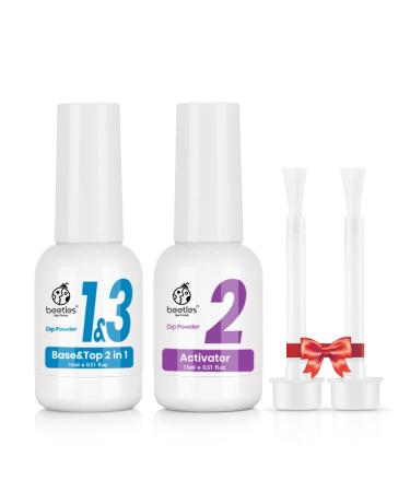 Beetles Dip Powder Liquid Set - 2 In 1 Dip Base & Top Coat and Activator, Dip Nail Liquid Set for Dipping Powders French Nail Design Dip Nail Kit, 0.51 fl.oz/Bot - Buy Online on GoSupps.com