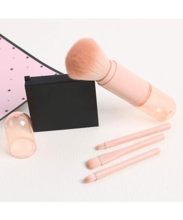 Mini Pink Makeup Brush Set - 4 in 1 Travel Essential for Lips, Highlighting, Eyes, and Foundation - Retractable Cosmetic Brushes - Buy Online on GoSupps.com