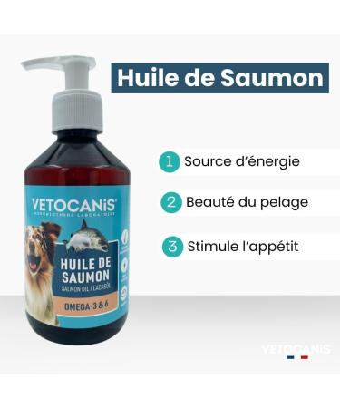 Vetocanis | Salmon Oil for Dogs and Cats | Complementary Food for Dogs and Cats | Based on Omega 3 and 6 | Hygiene and Health for Dogs and Cats | 250 ML - Buy Online on GoSupps.com