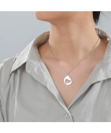 TEAMER Stainless Steel Pet Pendant Necklace - Cute Jewelry for Women | Dog Cat Horse & Fox Design - Silver Chain - Buy Online on GoSupps.com
