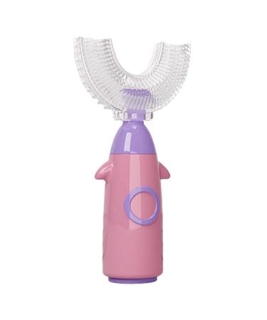 Rocket Shape Kids U-Shaped Toothbrush - Food Grade Soft Silicone Brush Head 360 Oral Teeth Cleaning Design for Toddlers and Children 1-8 Years/8-12 Years Old Pink 8-12 Years Old