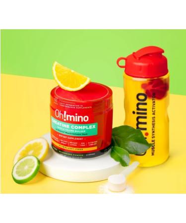 Oh!mino Vegan Creatine Complex Supplement - Sugar Free Non-GMO Gluten Free Patented Formula Micronized Lemon Lime Powder (40 Servings) - Pre & Post Workout Boost - Buy Online on GoSupps.com