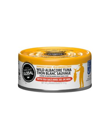 Raincoast Trading Global Chunk Albacore Tuna in Water White Tuna Sea Salt Certified Sustainable Wild Caught Pole and Line High Protein Keto Diet - Case of 12 142g Cans