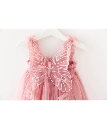 PythJooh Baby Girl Tulle Dress with Butterfly Wings | Toddler Princess Dress | 2-3 Years | Dusty Pink - Buy Online on GoSupps.com