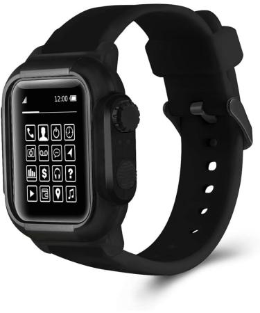 Waterproof Silicone Apple Watch Band Case - 44mm Series 4/5/6/SE | Drop & Shockproof Black iWatch Cover - Buy Online on GoSupps.com