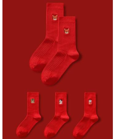Chinese New Year Red Sports Socks - Comfortable Cotton Socks for Men and Women in Gift Box (Size 34-44) - Buy Online on GoSupps.com