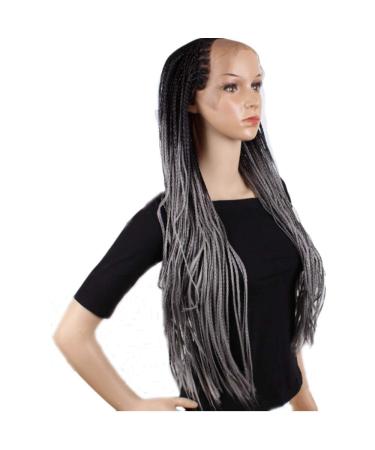 SHIYID Braided Box Braids Wig | Synthetic Lace Front Wig for Women | Black & Gray | Heat Resistant Hi-Temperature Fiber - Buy Online on GoSupps.com