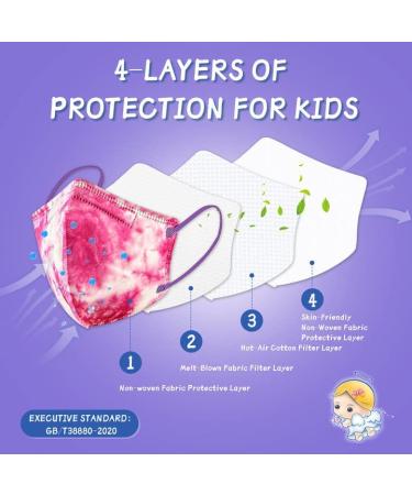 Kids Disposable Tie Dye Face Masks - 30 Pack, 4-Layer, Breathable with Elastic Earloop - Multicolor Protective Masks for Boys & Girls in School & Outdoors - Buy Online on GoSupps.com