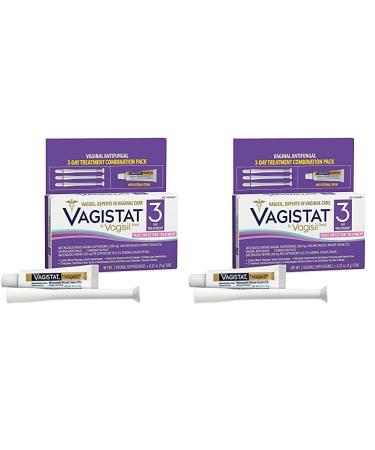 Vagisil Vagistat 3 Day Yeast Infection Treatment for Women Relieves External Itching and Irritation - 2% External Miconazole Nitrate Cream 3 Disposable Suppositories & Applicators (Pack of 2) 1 Count (Pack of 2)