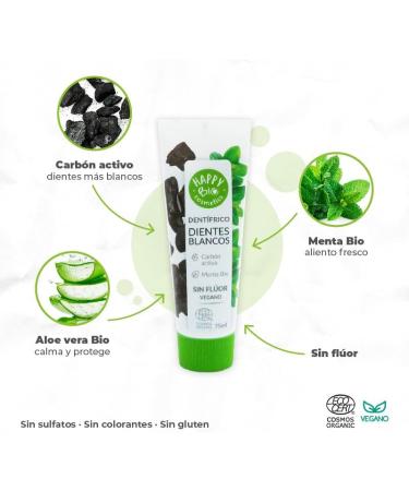  HAPPY BIO COSMETICS HappyBio Activated Charcoal and Mint Toothpaste Classic and Solid 75 ml Toothpaste with Mint Flavour for a Whitening Effect CPM Freshness Revitalizing and Lasting - Buy Online on GoSupps.com