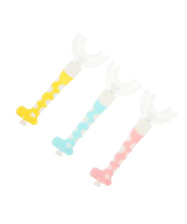 Foytoki 3 pieces of children's toothbrush u shared toothbrush children silicone children's toothbrush children mouth cleaning tool children u shared toothbrush children and toothbrush 1 piece (1 Pack) sorted color