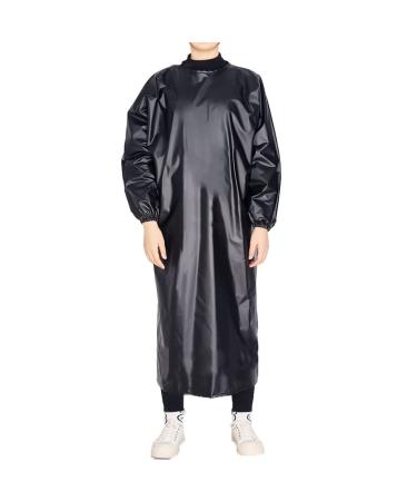 Apron waterproof black PVC long-sleeved apron waterproof oil-resistant dirt-repellent and easy-to-clean work apron for adults for kitchens meat processing companies 130x130cm