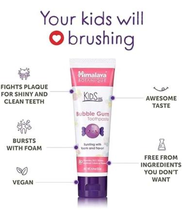 Himalaya Kids Toothpaste Bubble Gum - 113g | Natural & Safe Dental Care for Children - Buy Online Internationally - Buy Online on GoSupps.com