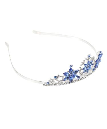 minkissy Snowflake Crown Crystal Crown Princess Crown Tiara Christmas Headband Party Accessories for Girls (Blue) 16x12.5cm Blue