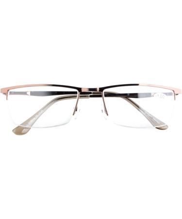 Eyekepper Half Rim Metal Reading Glasses +1.25 - Stylish Brown Spring Hinge Frames for Comfortable Reading - Buy Online on GoSupps.com