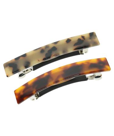 2pcs Vintage Slim Long French Hair Clips - Strong Ponytail Holder with Leopard Prints | International Shipping - Buy Online on GoSupps.com
