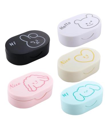 5 Pack Contact Lens Cases 4 In 1 Travel Contact Lens Box With Mirror Tweezers Remover Tool For Outdoor Office Daily Use