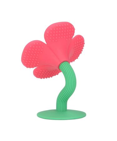 Baby Teething Toy - Silicone Flower Shape Chew Toy & Pacifier for 0-6 Months - Washable Peony Red - Buy Online on GoSupps.com
