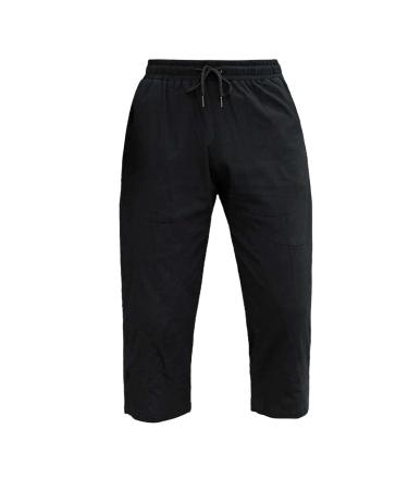 CEWIFO denim pants men simple single-colored cotton and linen lumbar frenum trousers calf pants pants men 36 30 men sport shorts cotton shorts men summer cotton a5-black 5xl