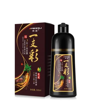 Meidu Instant Dark Brown Hair Color Shampoo for Women & men  Permanent Hair Dye Shampoo for Gray  100% Grey Coverage  3 in 1 Herbal Ingredients  500ml