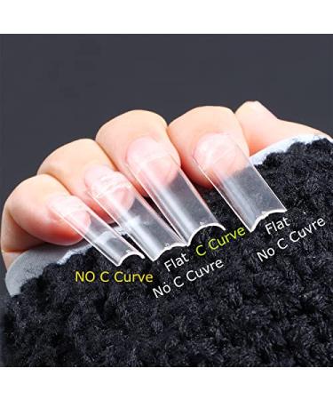 gootrades 500Pcs Flattened XXL Square Nail Tips - Clear Half Cover Tapered Straight Tips for Acrylic Nails - 10 Sizes in Storage Box - Buy Online on GoSupps.com