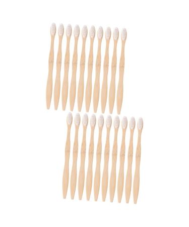 FRCOLOR 20 Pcs Bamboo Toothbrush Set Toothbrush Bamboo Fiber Toothbrush Toothbrushes Vegan Reusable Toothbrush Wooden Manual Toothbrush Fur Toothbrush Convenient Toothbrush