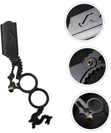 Minkissy 2-Pack Manual Hair Grain Knife Holder & Eyebrow Trimmer - Multi-Purpose Steel Scissors Razors for Hairdressing - 15.2x5.5cm - Black - Buy Online on GoSupps.com