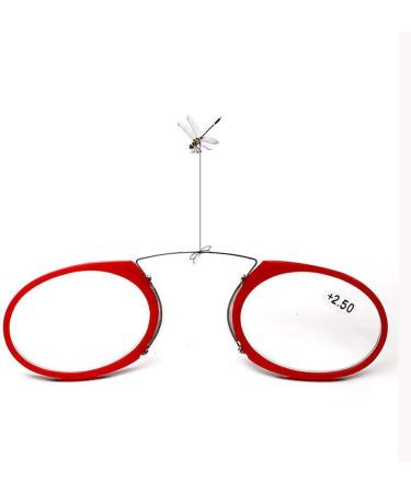 Unisex Compact Reading Glasses +2.5 Vision Aid - Non-Slip Mini Nose Clip - Always at Hand (Red) - Buy Online on GoSupps.com