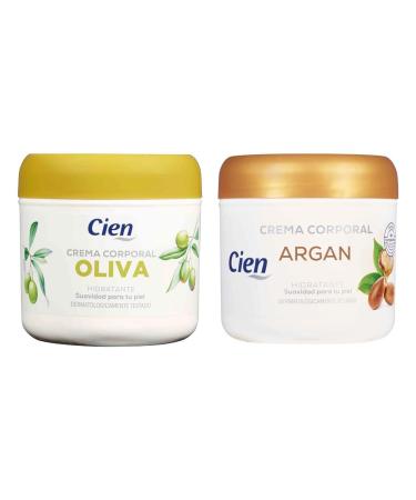 Pack 2 - Cien - Oliva Hydrating Body Cream 250 ml + Argán Body Cream 250 ml. Suavidad para tu piel. Pack 2