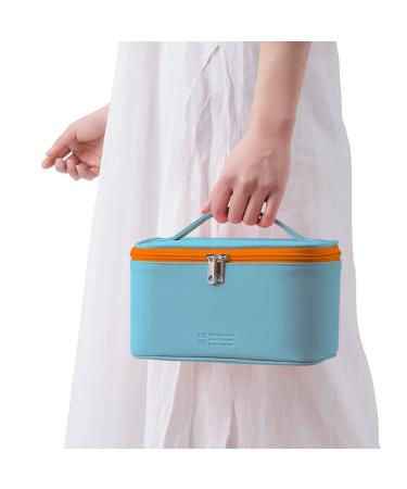 Makeup Bag Set Cosmetic Bag Organizer 2PACK Small Makeup Pouch for Purse for Women Girls (Blue + Geometric White) A:Blue/Geometric - Buy Online on GoSupps.com