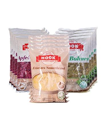 HOOK - Grandma's Favorite XXL - Sample Set: 4 x HOOK Apple Red Cabbage 4 x HOOK Fresh Sauerkraut 4 x HOOK Sour Beans (500g each)