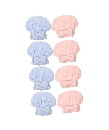 DOITOOL 8 Pcs Coral Fleece Dry Hair Hat Girl Hair Bows Makeup Hats Coral Fleece Hair Turban Bath Shower Hat Girl Shower Dry Hair Hat Girls Hijab Caps Shower Hair Hat Sleep Cap Soft Women's