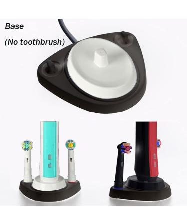 Electric Toothbrush Holder Stand Base | Black | Compatible with Braun Oral B | Includes Charger and 4 Pack Head Covers - Buy Online on GoSupps.com
