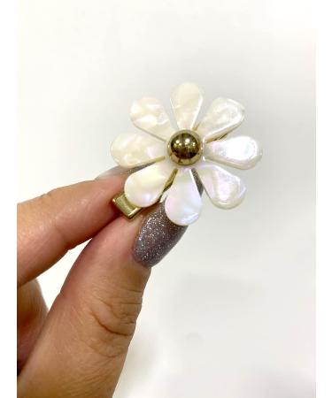 Shiny Pearl Daisy Hair Clips - 2pc Set | Jewels Flower Hair Accessories - Buy Online on GoSupps.com