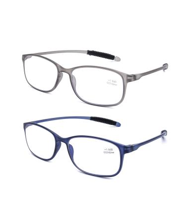 DOOViC Blue Light Filter Computer Reading Glasses for Unisex TR259-C (9 Colors) Blue+grey 2.75 x