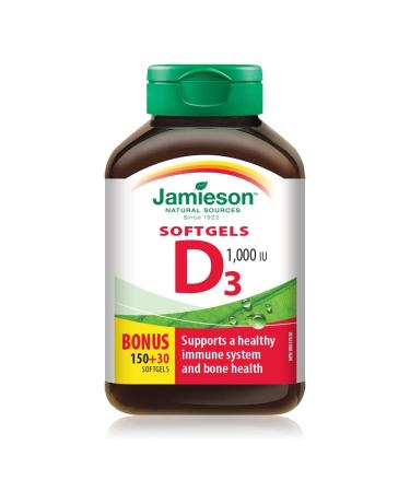 Jamieson Laboratories Vitamin D 1000IU/25 mcg Softgel 150+30 Bonus-150+30 Brand